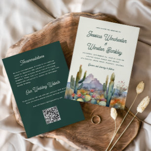 Modern Green Desert Cactus Wedding Invitation