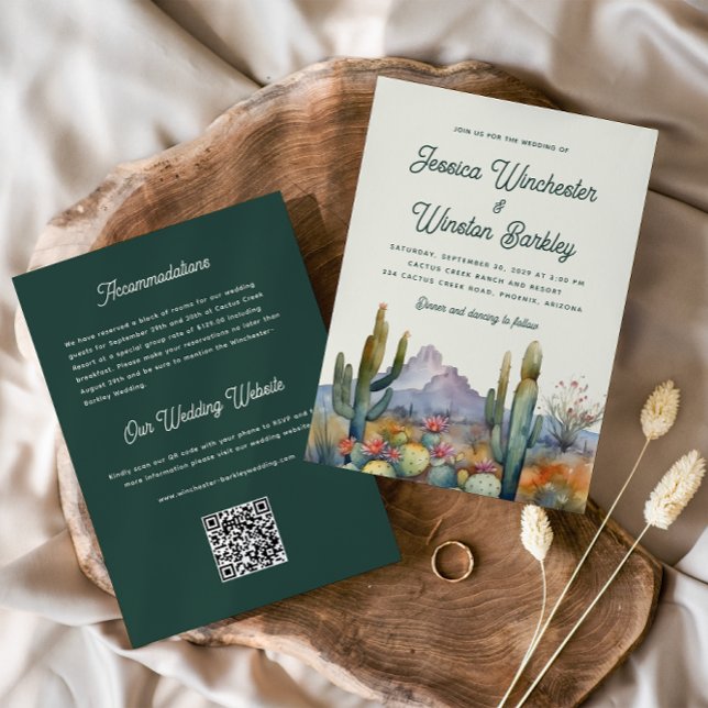 Modern Green Desert Cactus Wedding Invitation (Creator Uploaded)