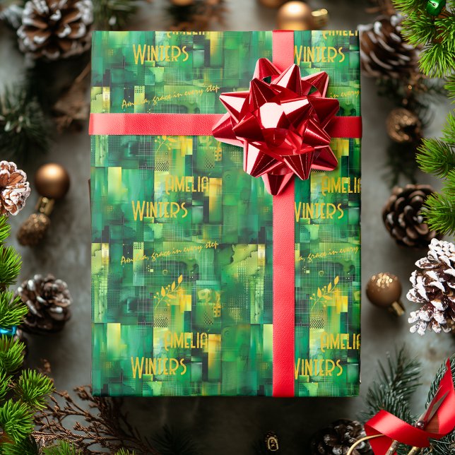 Modern Green Digital-Inspired Custom Gift Wrap (Creator Uploaded)