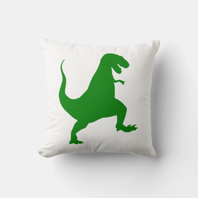 Modern Green Dinosaur Tyrannosaurus rex Jurassic Cushion (Front)