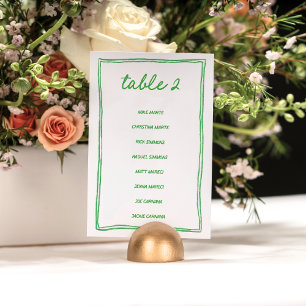 Modern Green Doodle Numeric Seating Chart Card