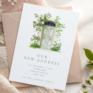 Modern Green Door & Roses Moving Announcement