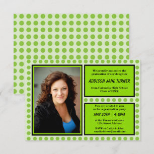 Modern Green Dots with Photo-3x5 Grad Announcement