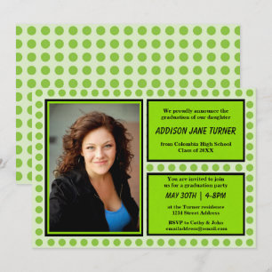 Modern Green Dots with Photo - Grad Announcement