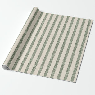 Modern Green Drawn Stripes Cream Wrapping Paper