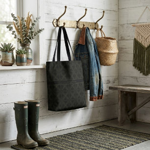 Modern Green Elegant Leaf Pattern With Monogram Tote Bag