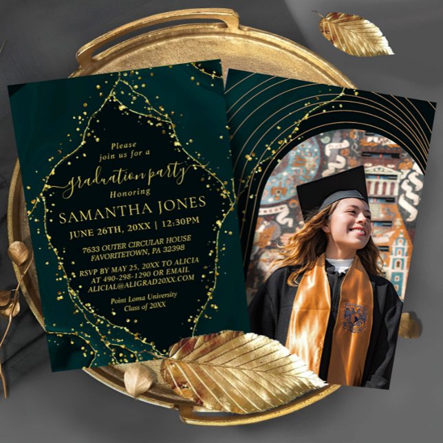 Modern Green Emerald Graduation Invitation (Creator Uploaded)