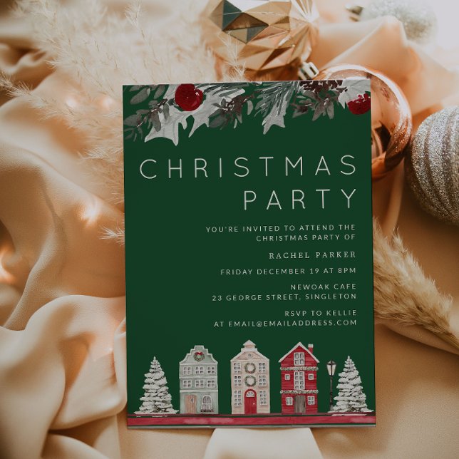 Modern Green Family or Office Christmas Party Invitation (Creator Uploaded)