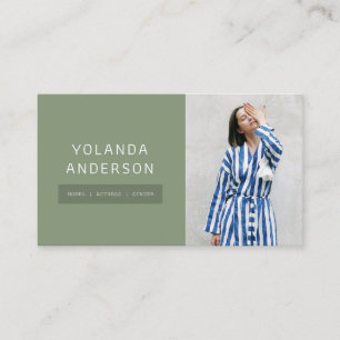 Modern green fashion stylist actor model photo business card