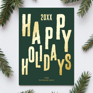 Modern Green Festive Happy Holidays Christmas Foil Holiday Card