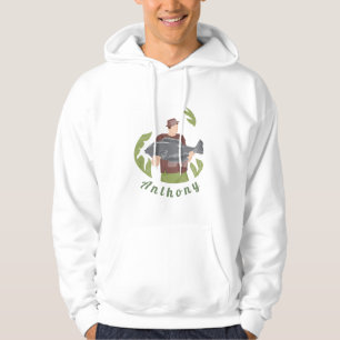 Modern Green Fisherman Illustration Fishing Name   Hoodie