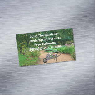 Modern Green Floral Magnetic Business Card
