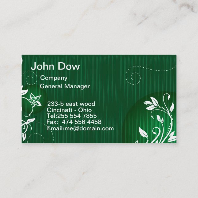 Modern Green floral VOL1 Business Card (Front)