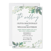 Modern Green flowers Simple Wedding Invitation