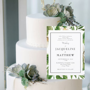 Modern Green Foliage Parents Wedding  Invitation