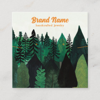 Modern Green Forest Illustration Jewellery Display Square Business Card