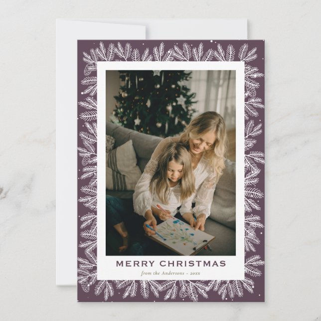 Modern Green Forest Pine Photo Christmas Holiday C (Front)