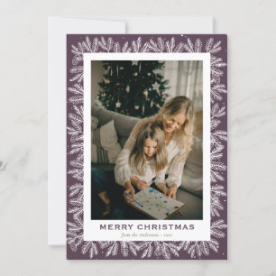 Modern Green Forest Pine Photo Christmas Holiday C