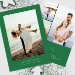 modern green frame photo collage christmas happy holiday card<br><div class="desc">modern green frame photo collage christmas happy Holiday Card

*fully editable template

#happyholidays
#merrychristmas</div>