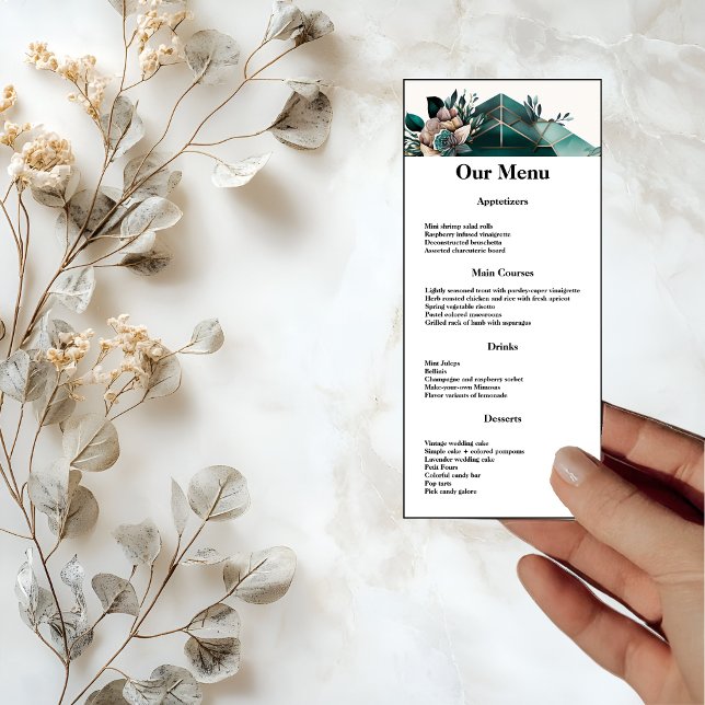Modern Green Geometric Design Dinner Menu (Creator Uploaded)