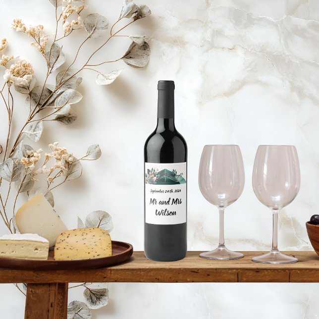 Modern Green Geometric Design Wine Label (Creator Uploaded)