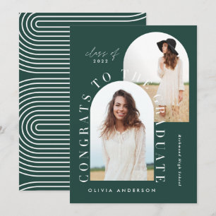 Modern green geometric multi photo arch graduation