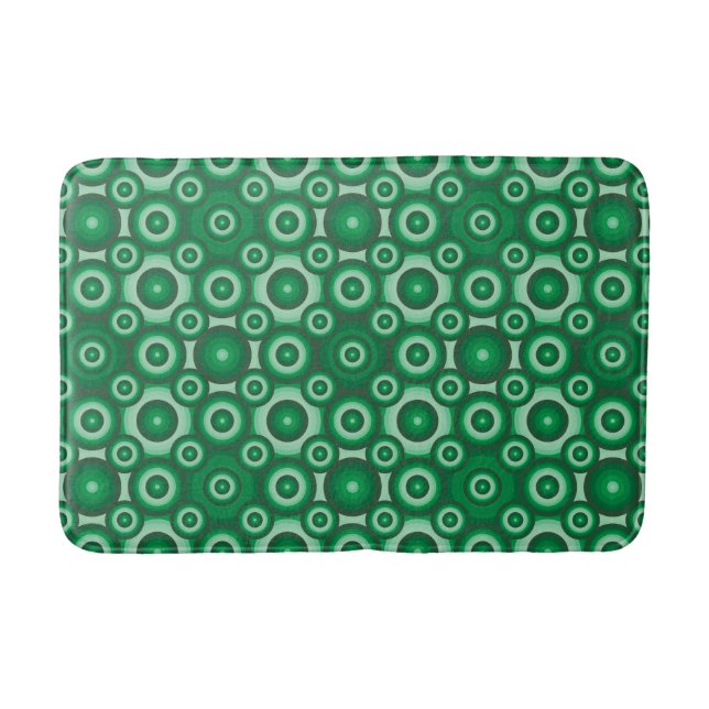 Modern Green Geometric Pattern Bath Mat (Front)