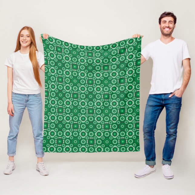 Modern Green Geometric Pattern Fleece Blanket (In Situ)