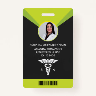 Modern Green Geometric Registered Nurse Photo ID ID Badge