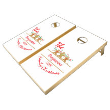 Modern green gingerbread man family Christmas