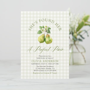Modern Green Gingham Perfect Pair Bridal Shower Invitation