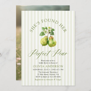 Modern Green Gingham Perfect Pear Bridal Shower Invitation
