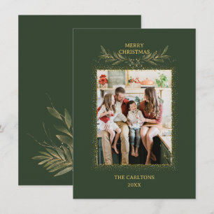 modern Green glitter christmas  Holiday Card