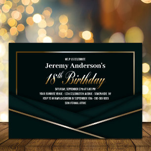 Modern Green Gold 18th Birthday Party Invitation