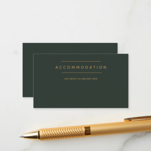 Modern Green Gold ACCOMMODATION Details Wedding Enclosure Card