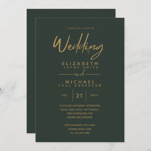 Modern Green Gold Budget Wedding Invites