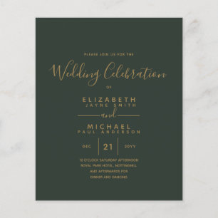 Modern Green Gold Budget Wedding Invites