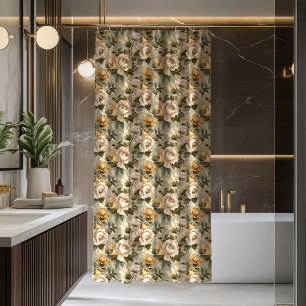 Modern Green Gold Curtain Lux Botanical Accent