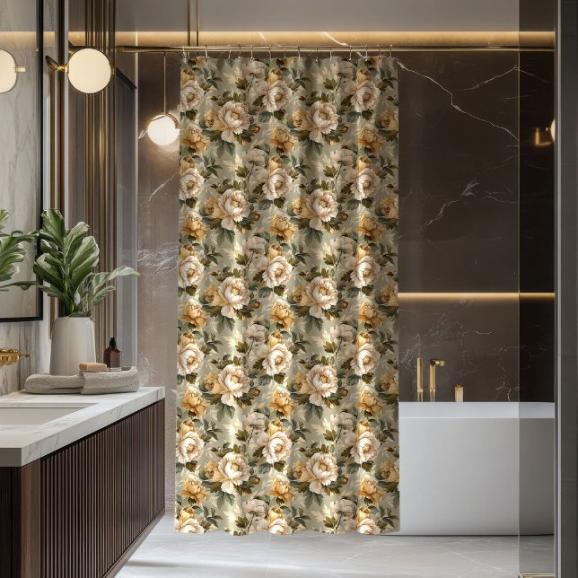 Modern Green Gold Curtain Lux Botanical Accent (Modern Green Gold Curtain Lux Botanical Accent)