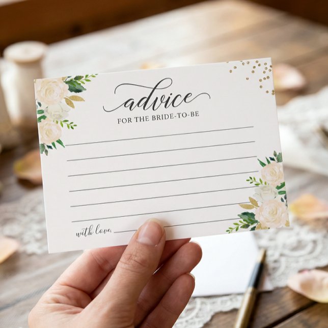 Modern Green Gold Floral Words of Advice Card (Creator Uploaded)