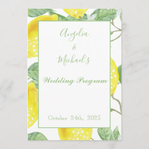 Modern Green Gold Lemon Wedding Program
