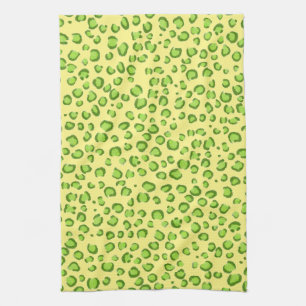 Modern Green Gold Leopard Pattern Animal Print Tea Towel