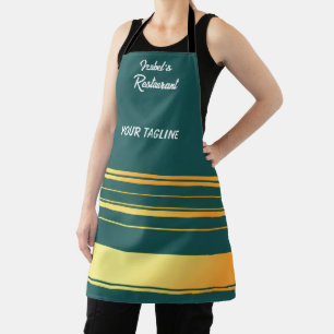 Modern Green Gold Luxury Linen Texture Collection Apron