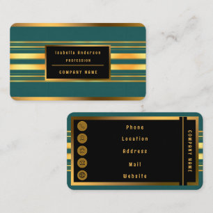 Modern Green Gold Luxury Linen Texture Collection Business Card