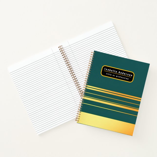 Modern Green Gold Luxury Linen Texture Collection Notebook (Inside)