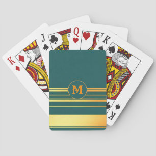 Modern Green Gold Luxury Linen Texture Collection Playing Cards