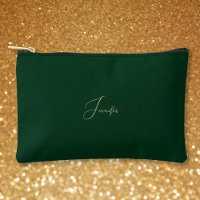 Modern Green Gold Monogrammed Travel Cosmetic Golf