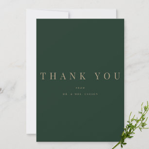 Modern Green & Gold Personalised Thank you Card