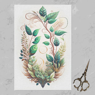 Modern Green Gold Vines Illustration Tissue Paper