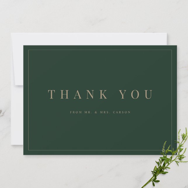 Modern Green & Gold Wedding Thank you Card (Creator Uploaded)